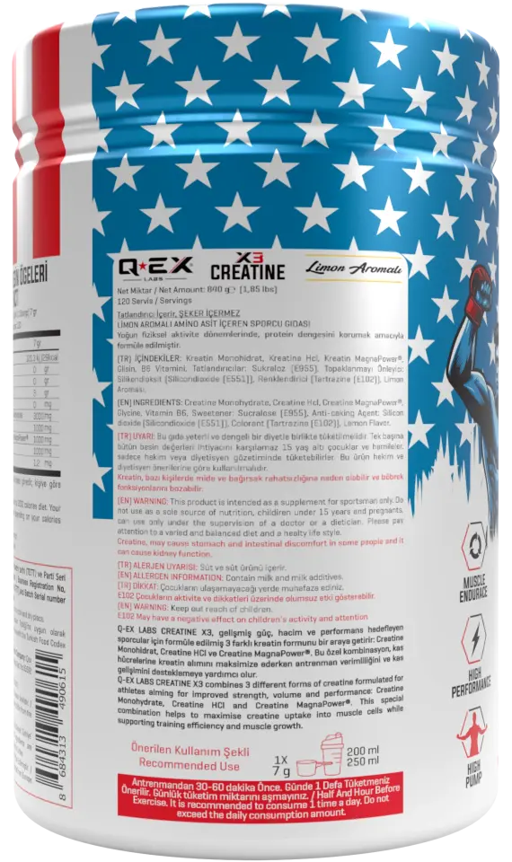 Qex Labs Creatine X3 840 Gr 120 Servis