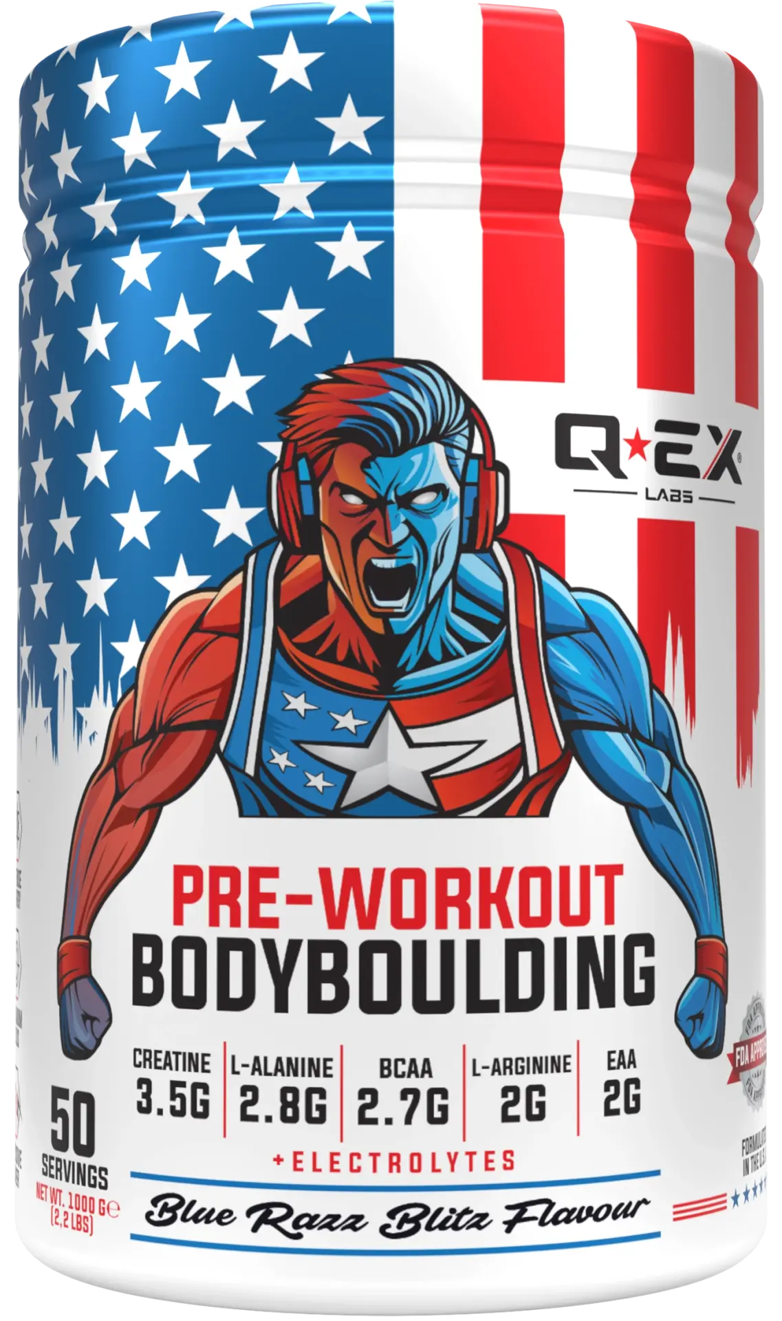 Qex Labs BodyBoulding Pre Work Out 1000 Gr 50 Servis